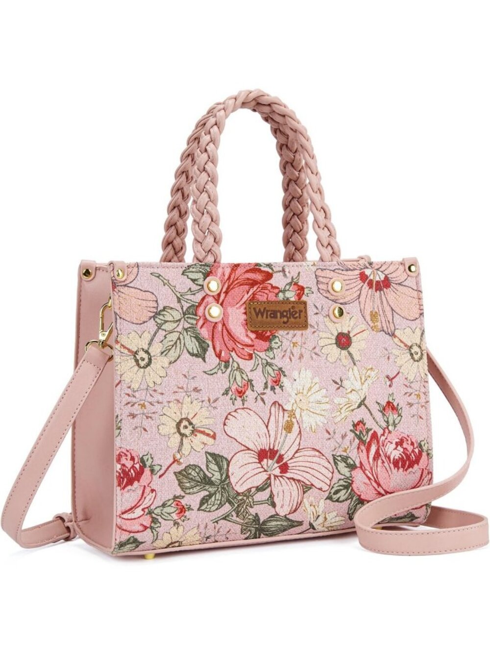 Floral Print Western Tote Bag for Women, Braided Purse with Adjustable Strap